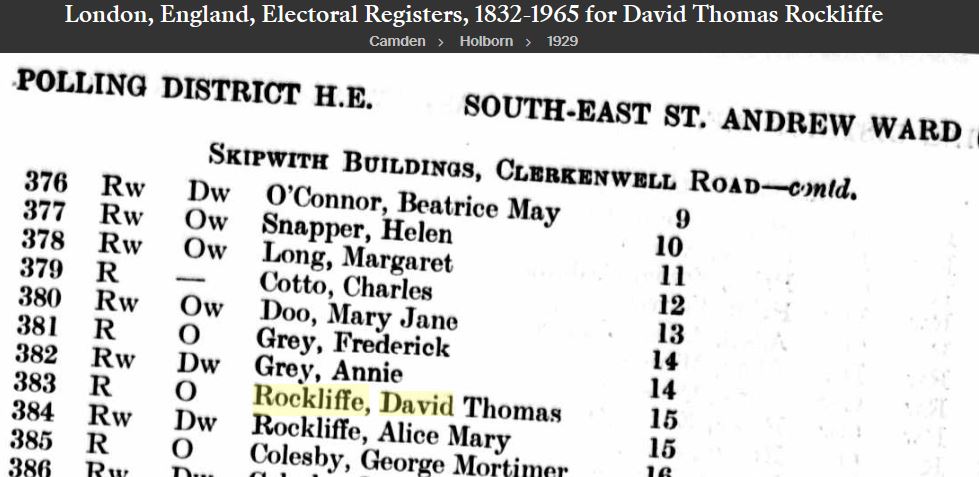 Electoral Roll entry