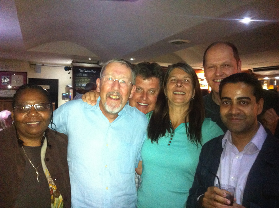 with friends at the drink-up